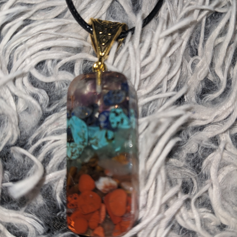Multicolor Wire Wrapped Pendant Necklace